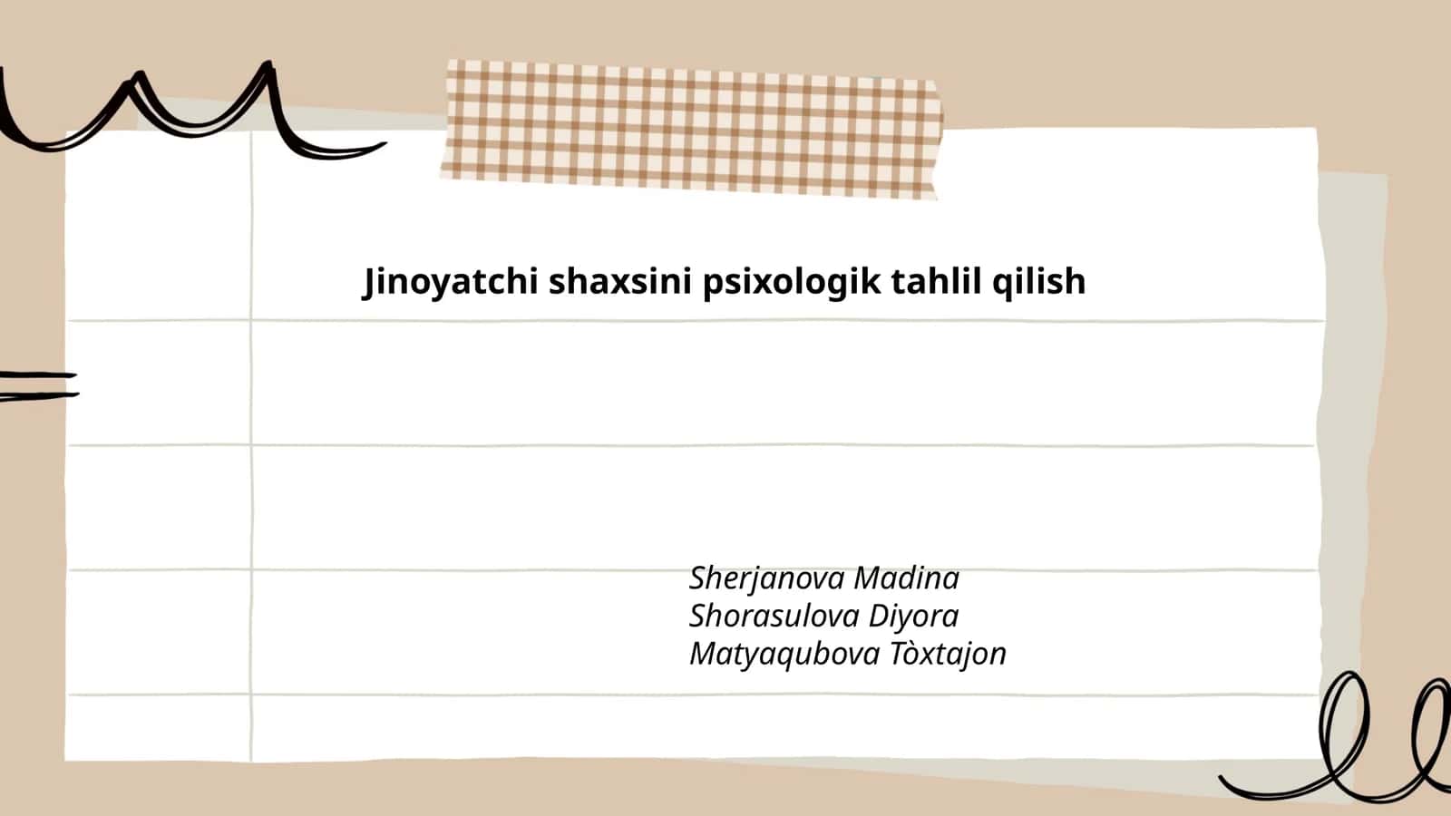 Jinoyatchi shaxsini psixologik tahlil qilish