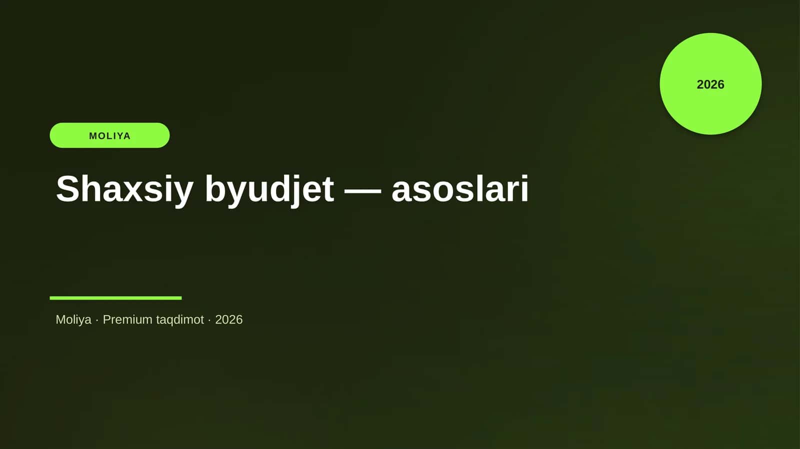 Shaxsiy byudjet — asoslari