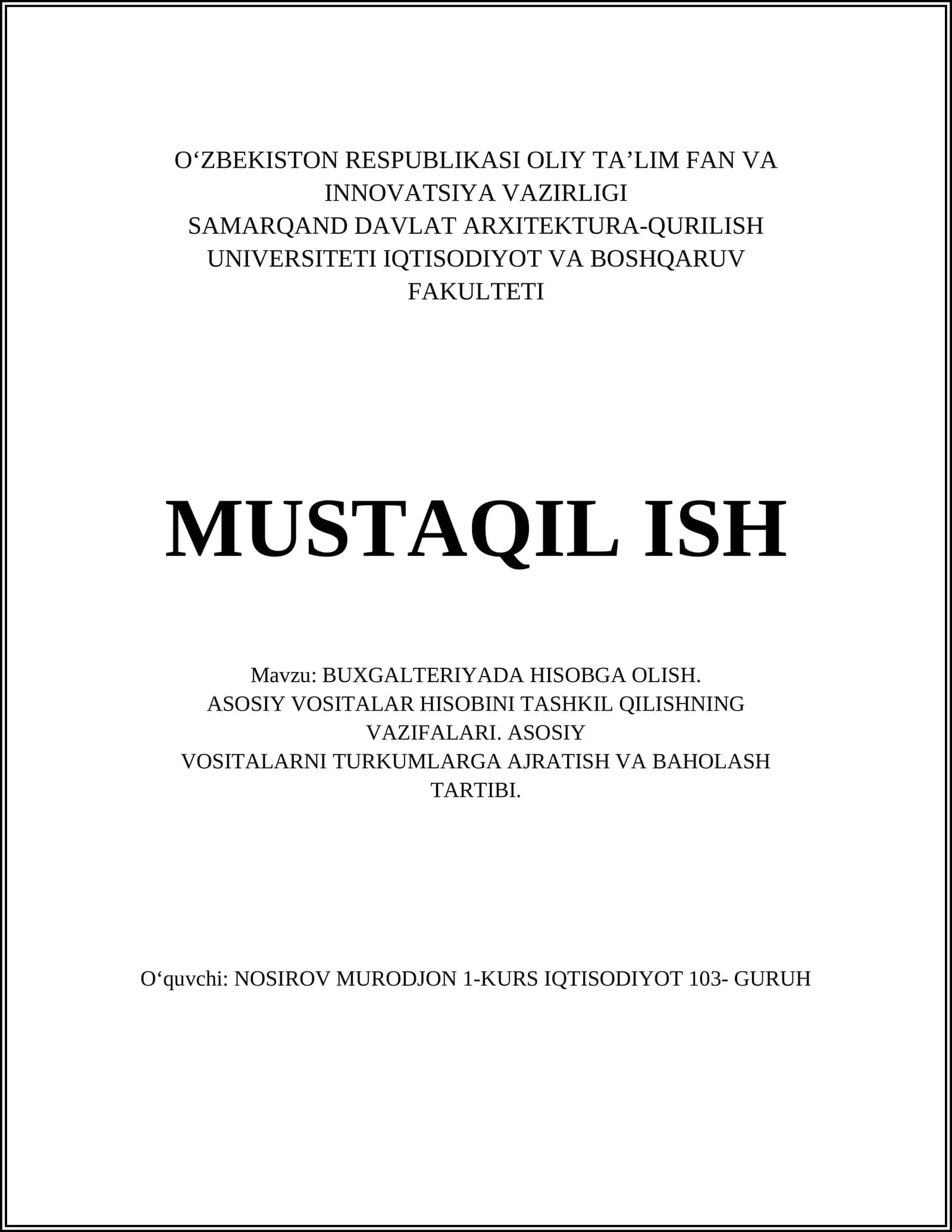 Buxgalteriyada Hisobga Olish
