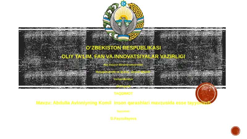 Abdulla Avloniyning Komil inson qarashlari mavzusida esse tayyorlash