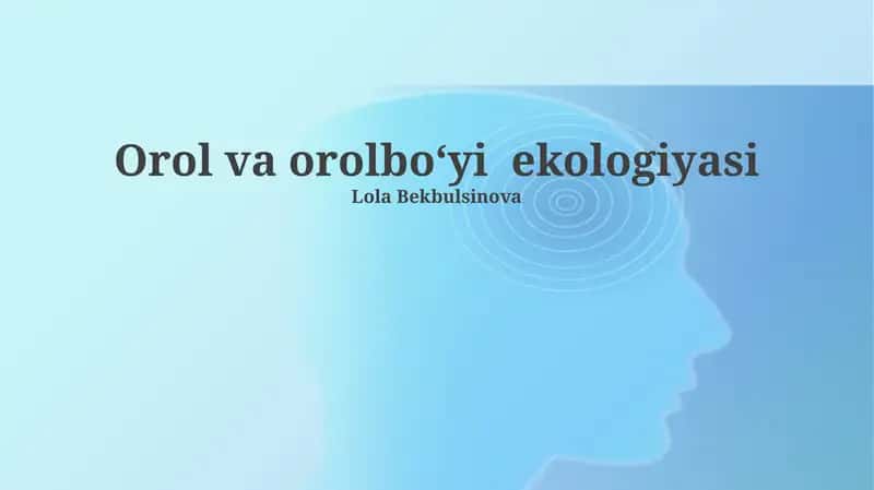 Orol va orolboʻyi ekologiyasi
