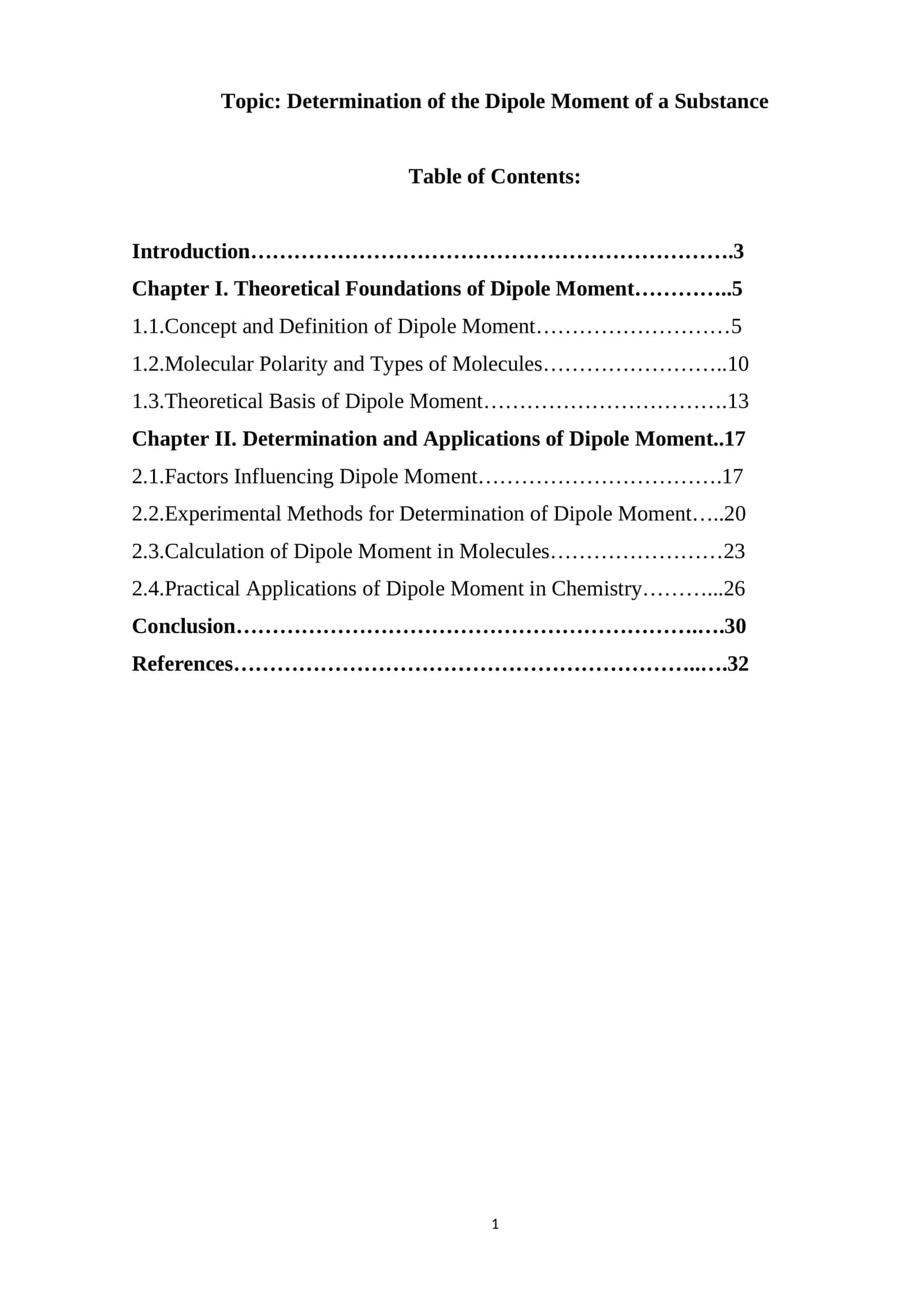 Determination of the Dipole Moment of a Substance