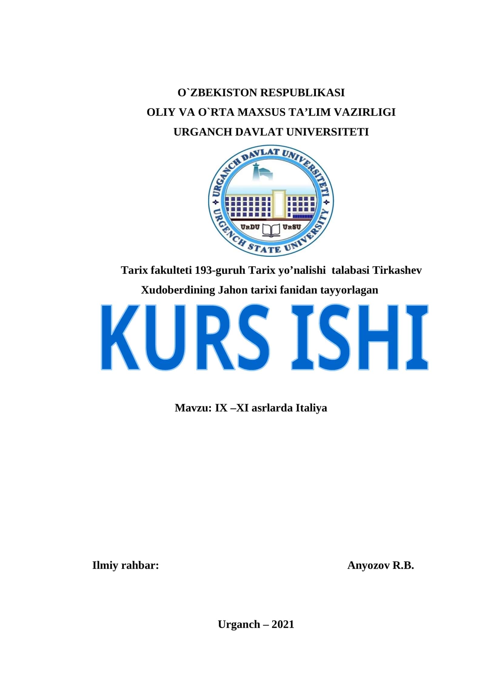 IX –XI asrlarda Italiya