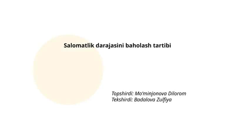 Salomatlik darajasini baholash tartibi