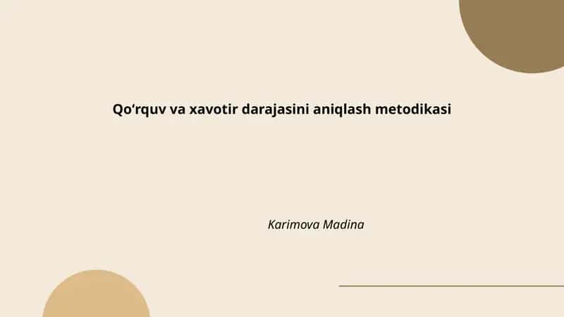 Qoʻrquv va xavotir darajasini aniqlash metodikasi