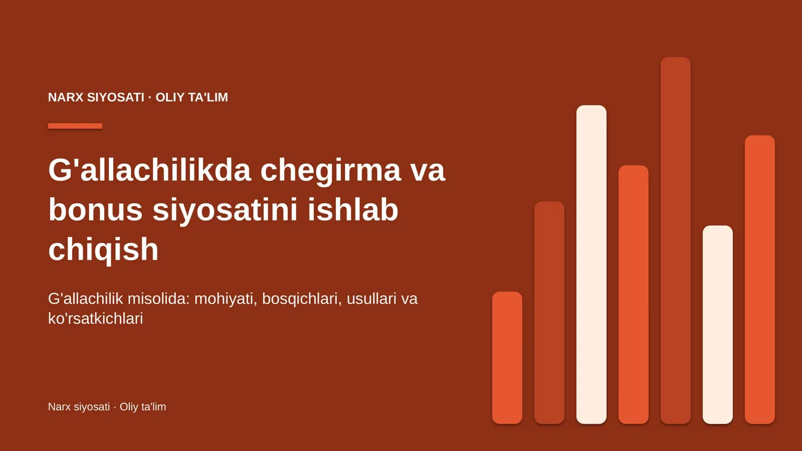 G'allachilikda chegirma va bonus siyosatini ishlab chiqish