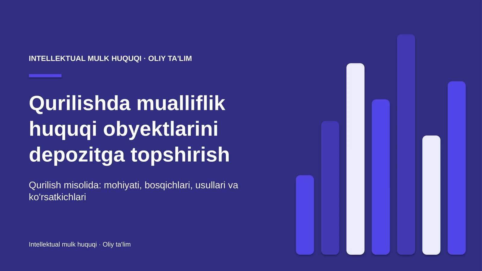 Qurilishda mualliflik huquqi obyektlarini depozitga topshirish