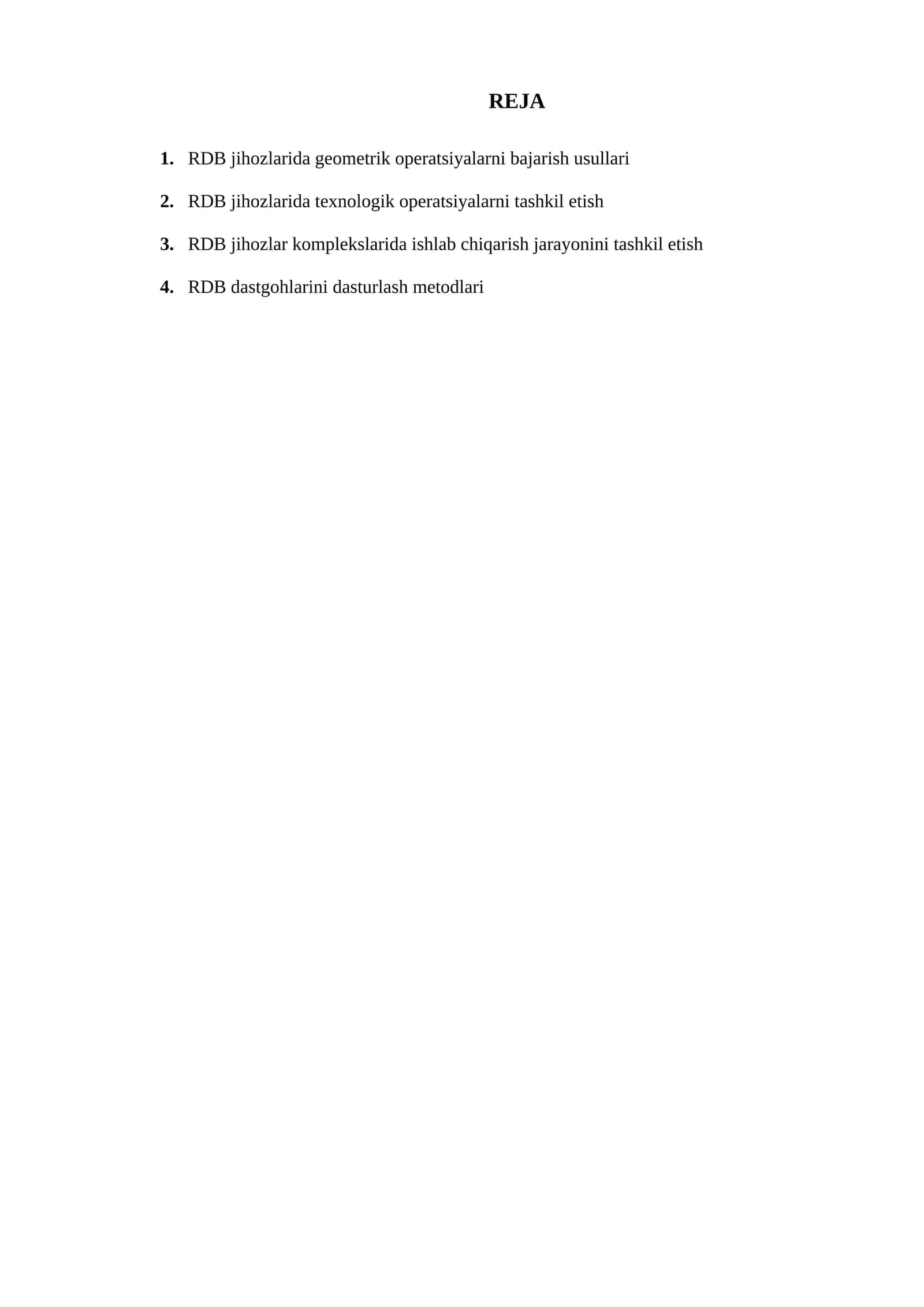 RDB jihozlarida geometrik operatsiyalarni bajarish usullari