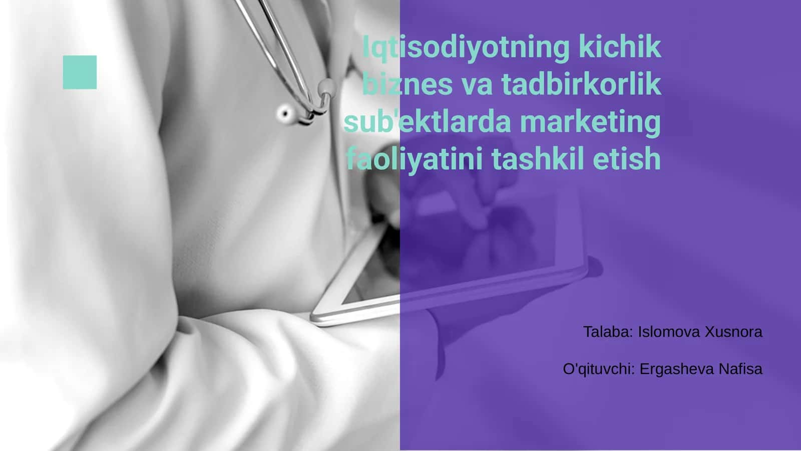 Iqtisodiyotning kichik biznes va tadbirkorlik sub'ektlarda marketing faoliyatini tashkil etish