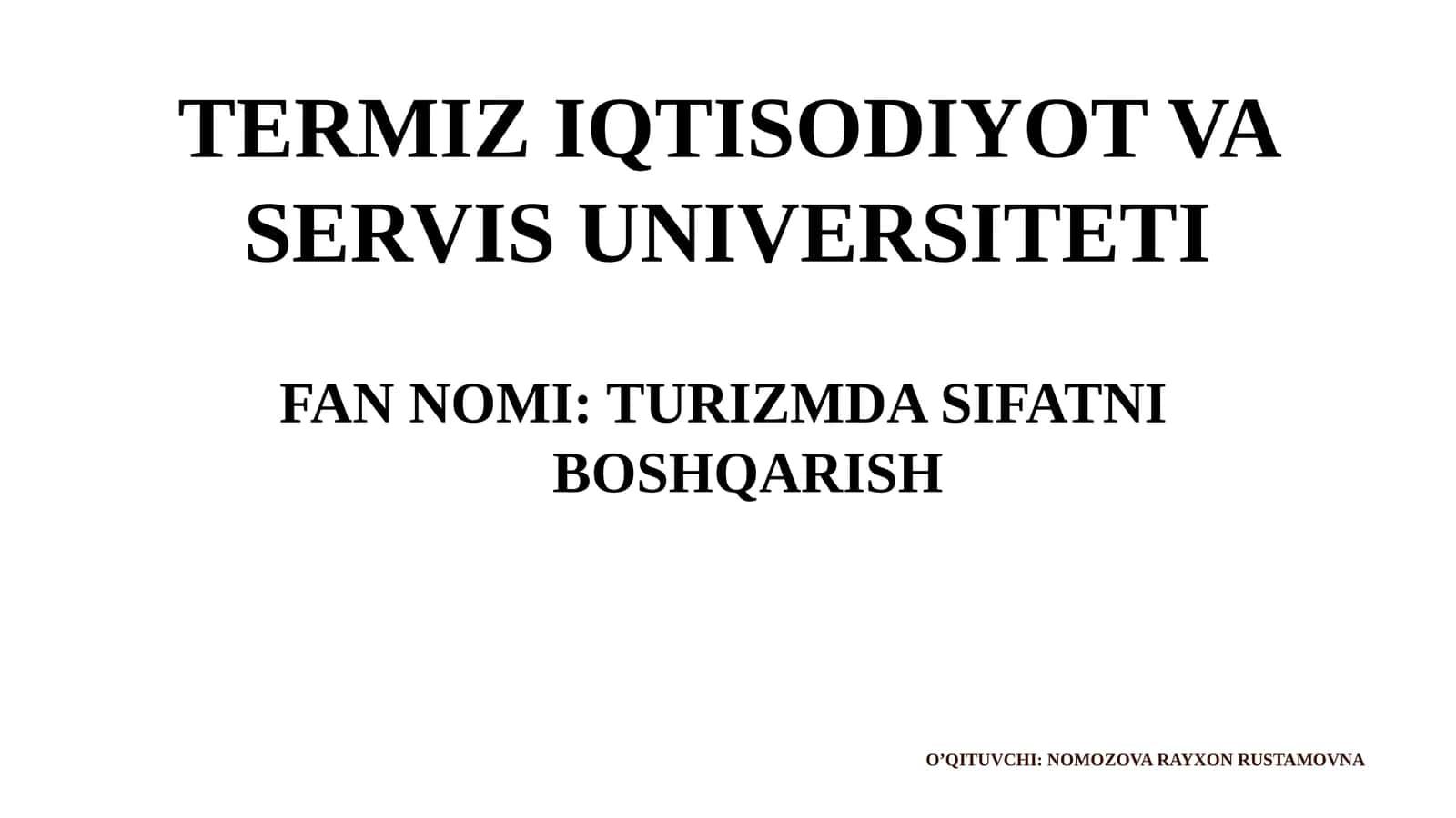 Turizmda sifat