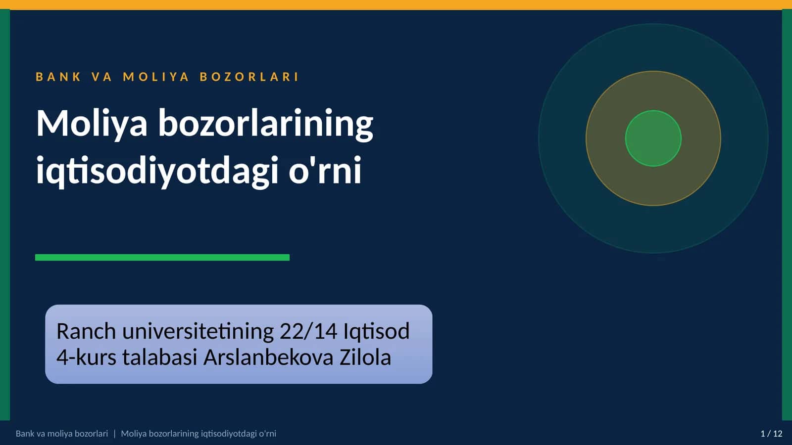BANK VA MOLIYA BOZORLARI