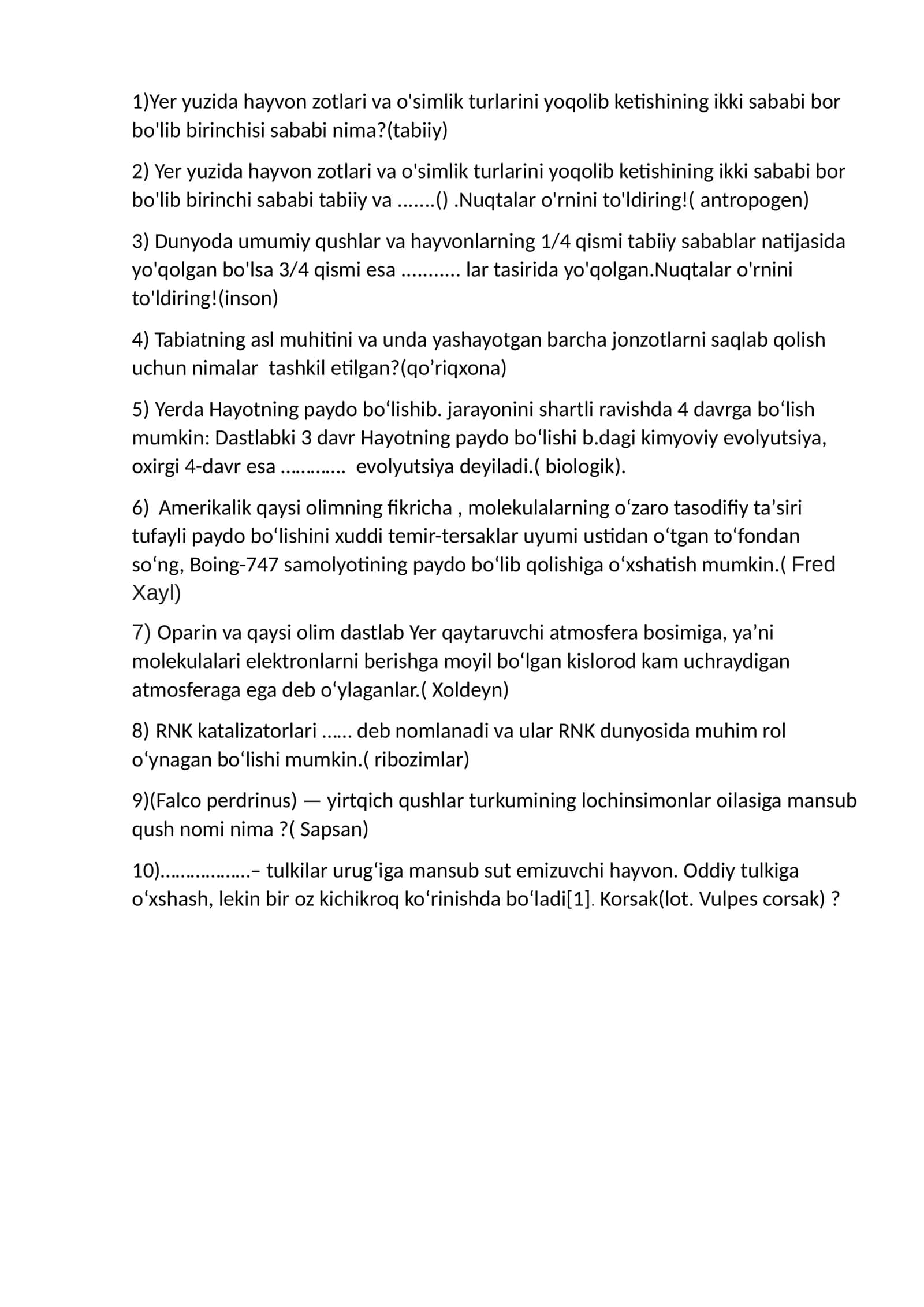 Inson tabiatdagi o'rni