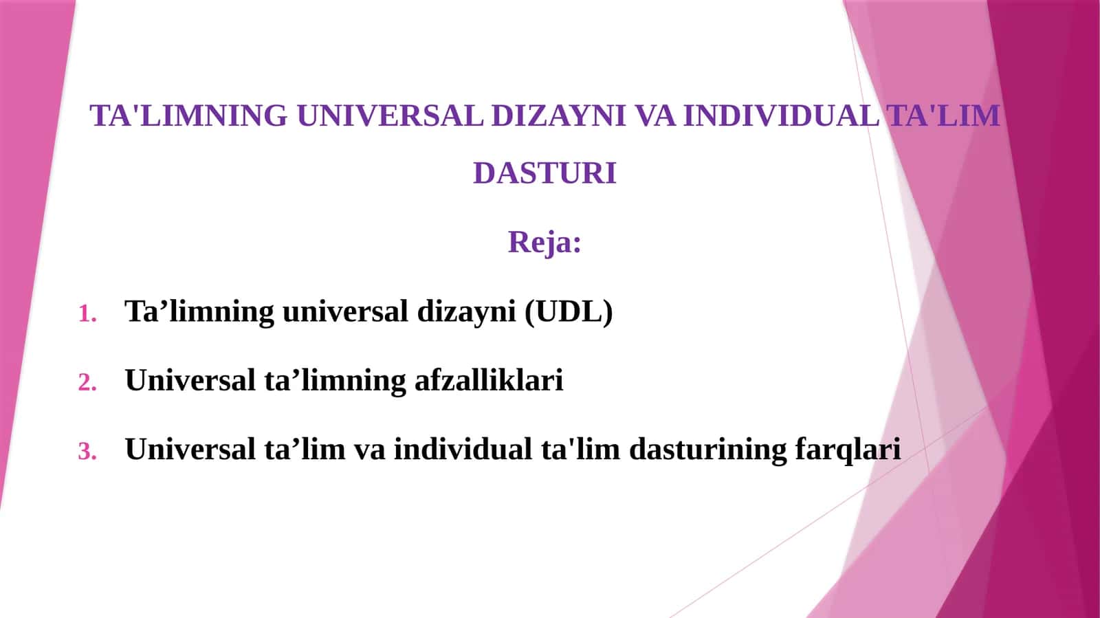 TA'LIMNING UNIVERSAL DIZAYNI VA INDIVIDUAL TA'LIM DASTURI