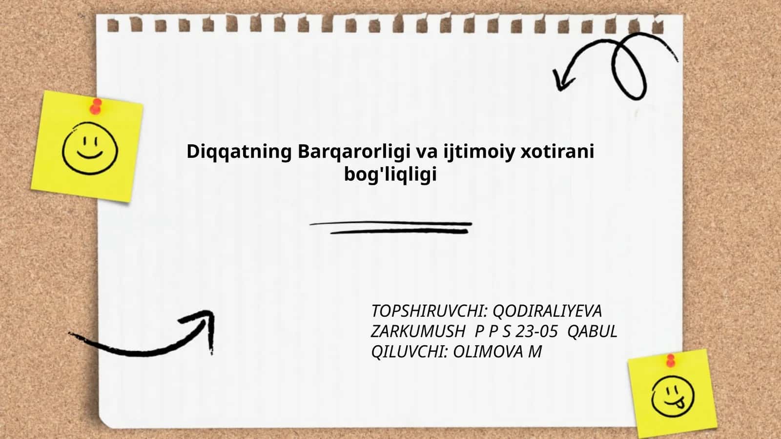 Diqqatning Barqarorligi va ijtimoiy xotirani bog'liqligi