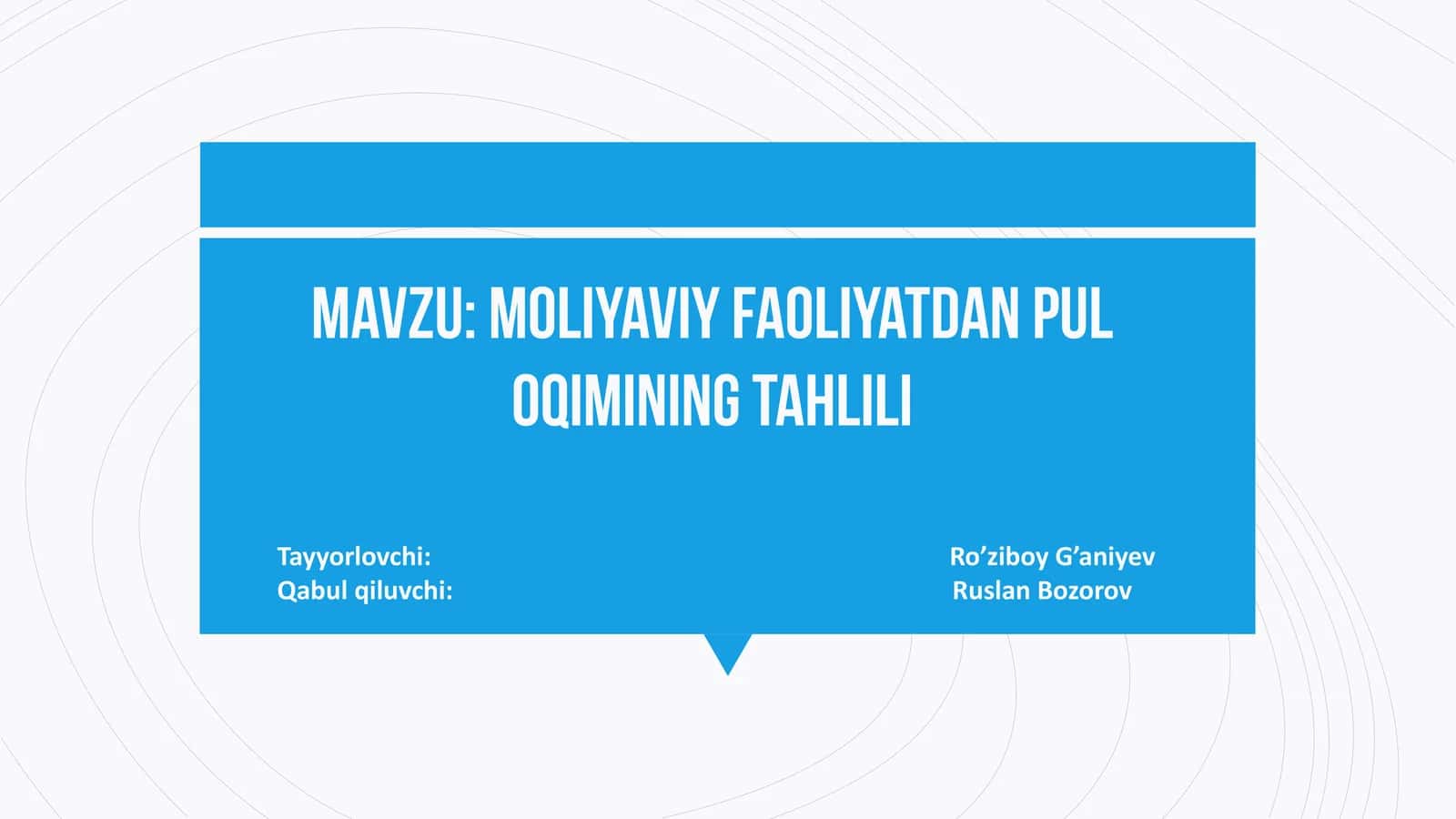 Moliyaviy faoliyatdan pul oqimining tahlili
