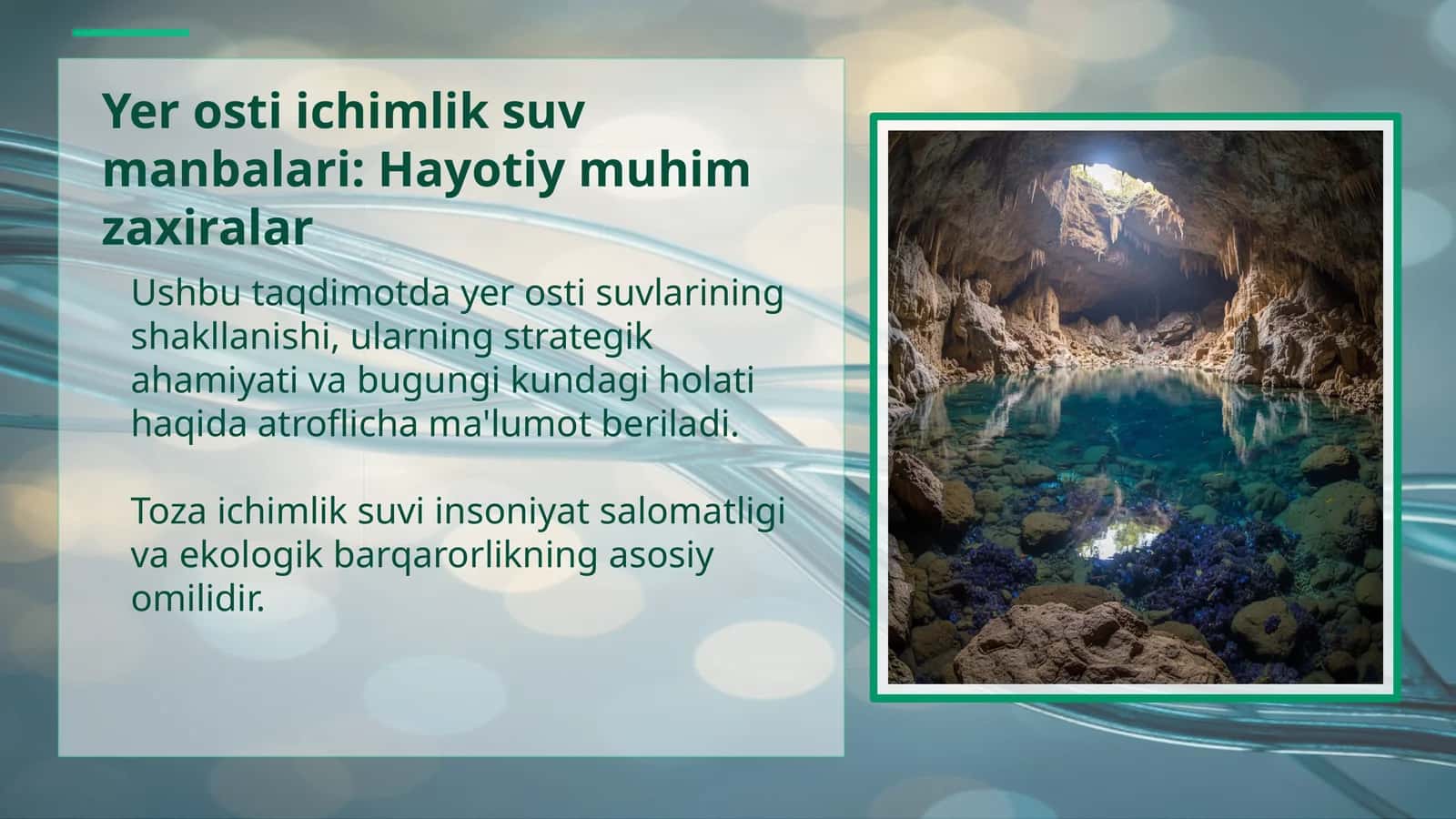 Yer osti ichimlik suv manbalari: Hayotiy muhim zaxiralar