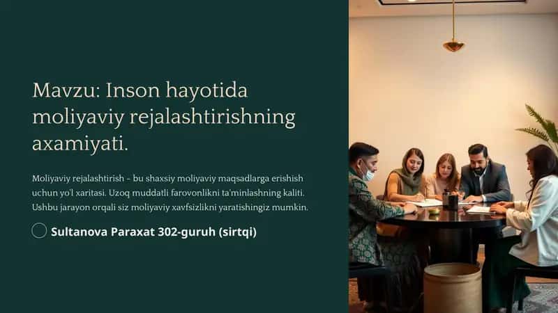 Inson hayotida moliyaviy rejalashtirishning axamiyati