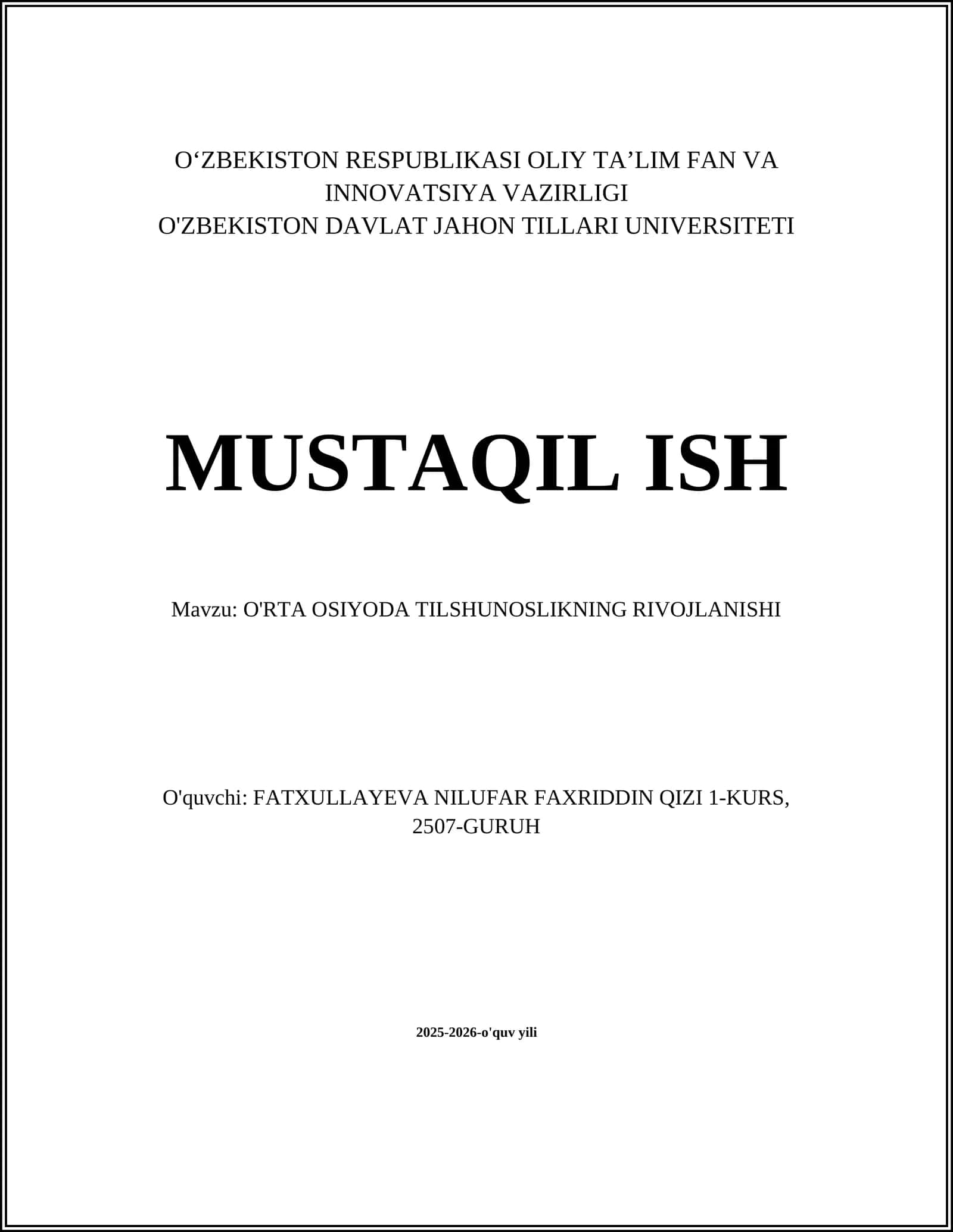 O'rta Osiyoda tilshunoslikning rivojlanishi
