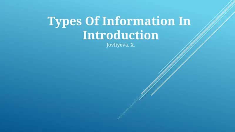 Types Of Information In Introduction