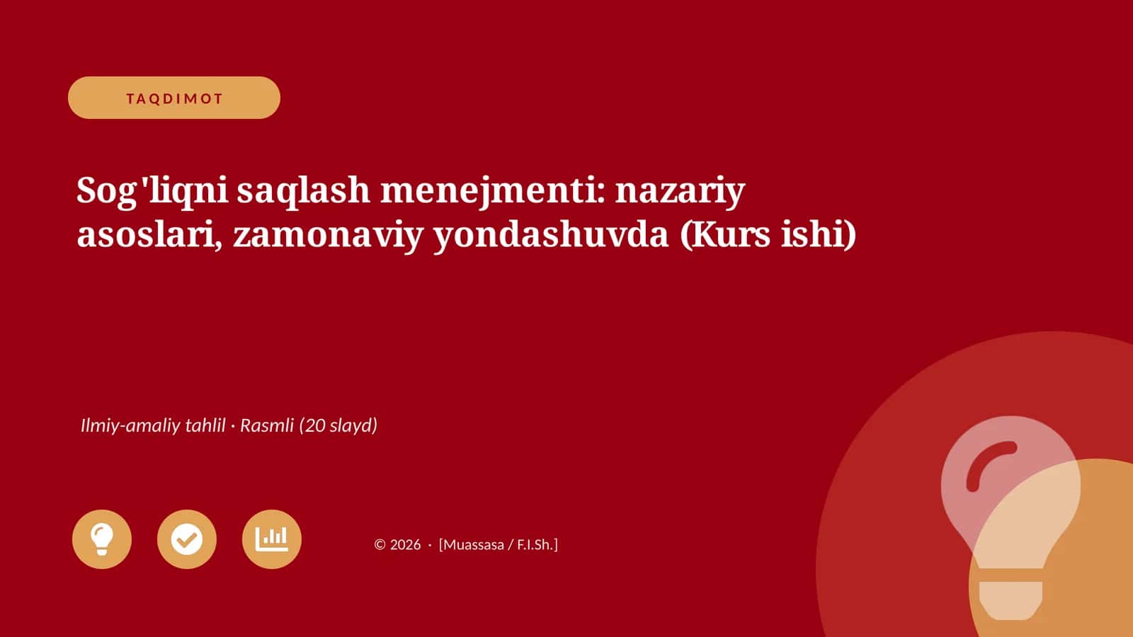 Sog'liqni saqlash menejmenti: nazariy asoslari, zamonaviy yondashuvda (Kurs ishi)