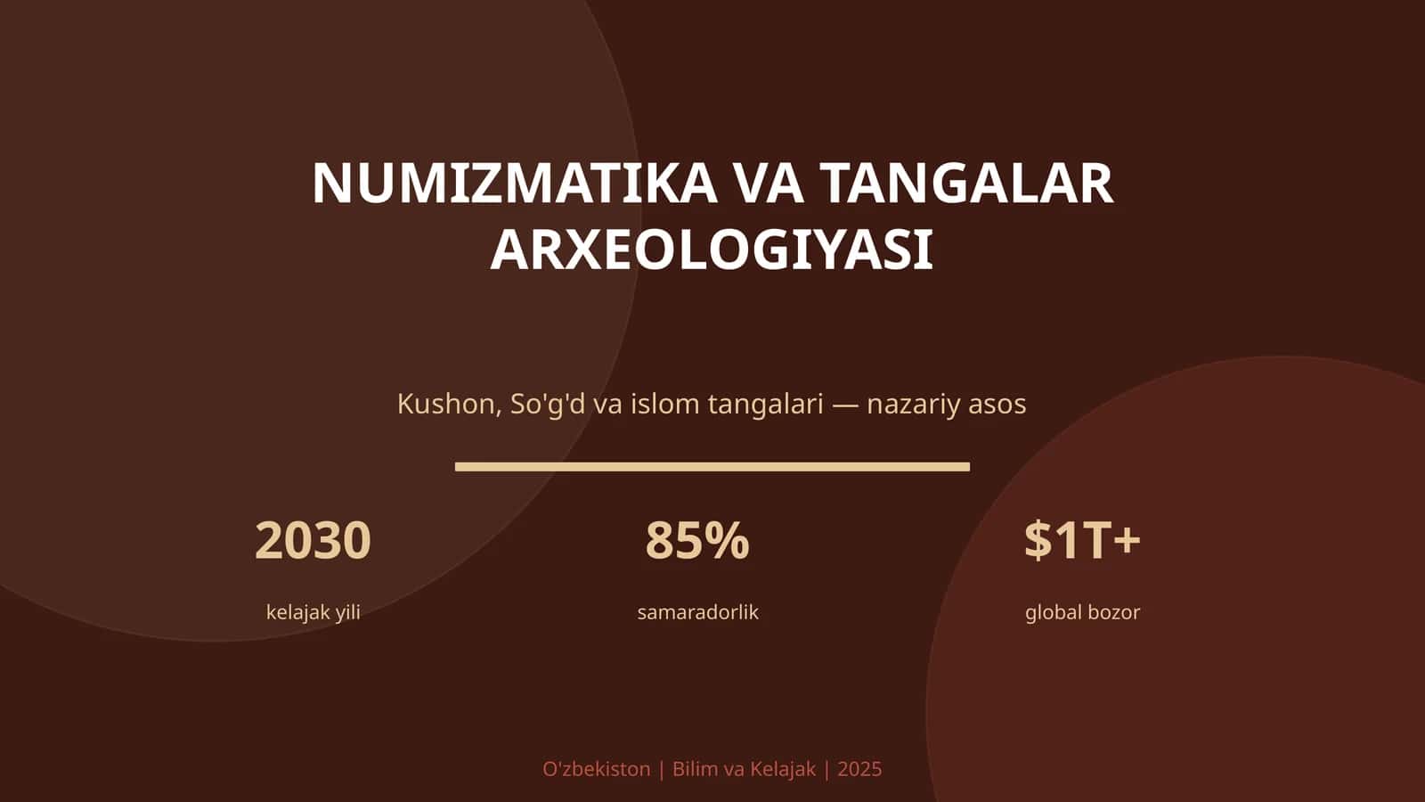 NUMIZMATIKA VA TANGALAR ARXEOLOGIYASI