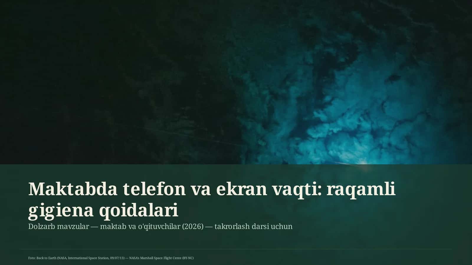 Dolzarb mavzular — maktab va o'qituvchilar (2026) — takrorlash darsi uchun