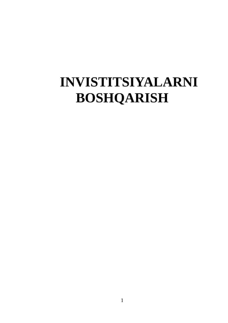 Investitsiyalarni boshqarish