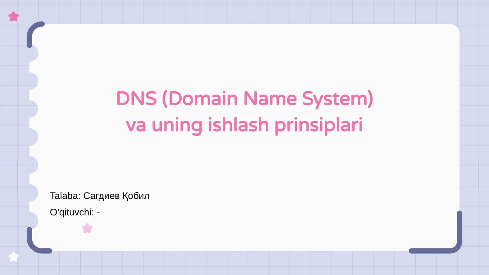 DNS (Domain Name System) va uning ishlash prinsiplari