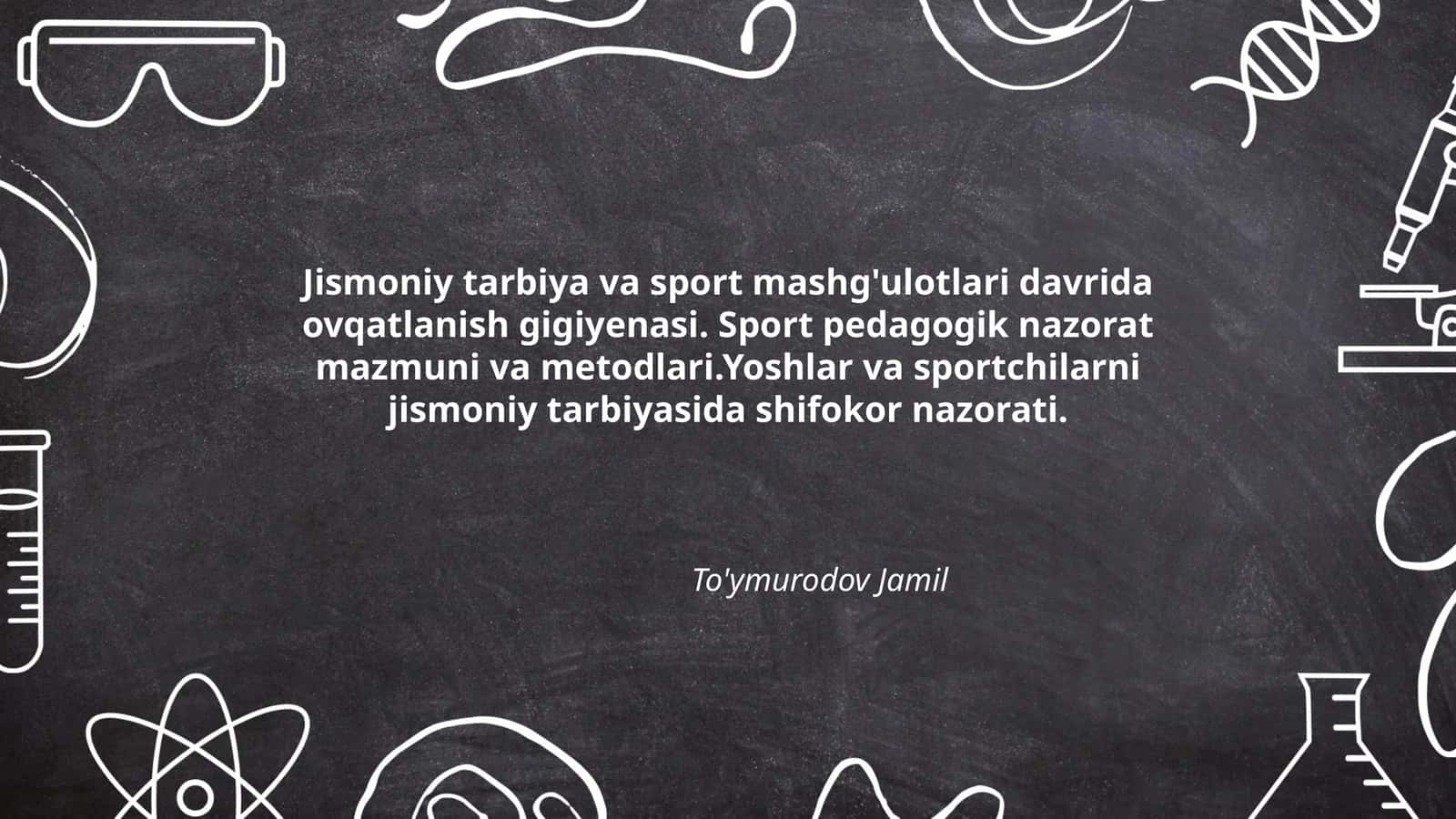 Jismoniy tarbiya va sport mashg'ulotlari davrida ovqatlanish gigiyenasi