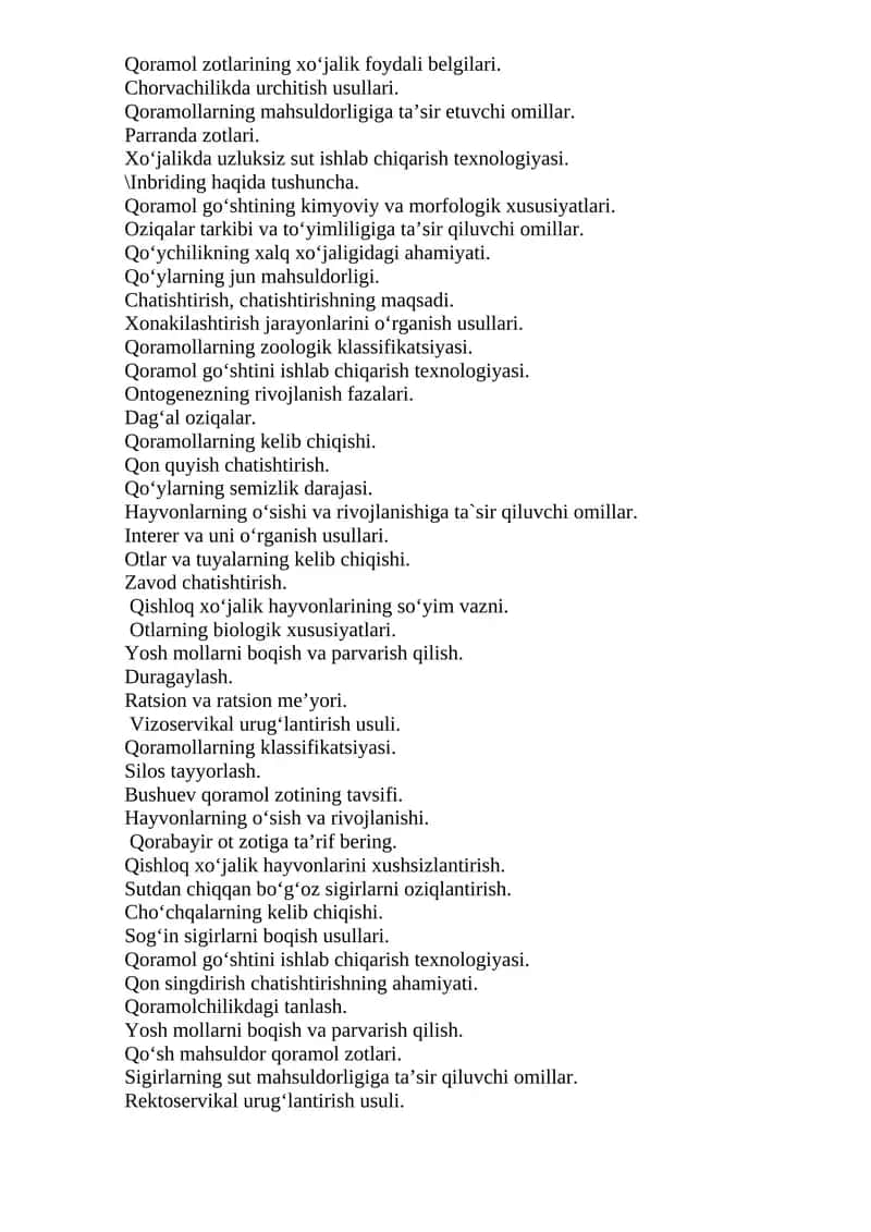 Qoramol zotlarining xo‘jalik foydali belgilari