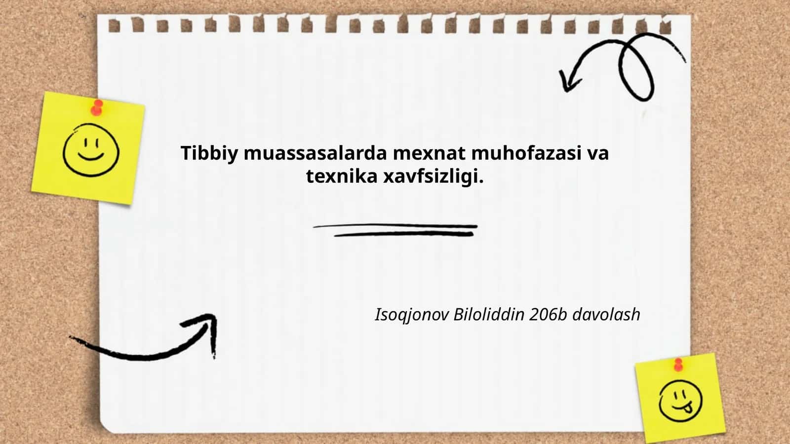 Tibbiy muassasalarda mexnat muhofazasi va texnika xavfsizligi