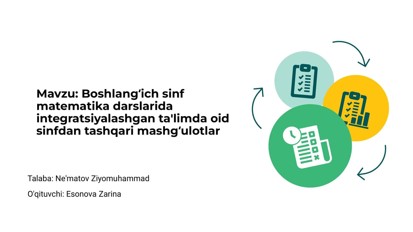 Boshlang‘ich sinf matematika darslarida integratsiyalashgan ta'lim