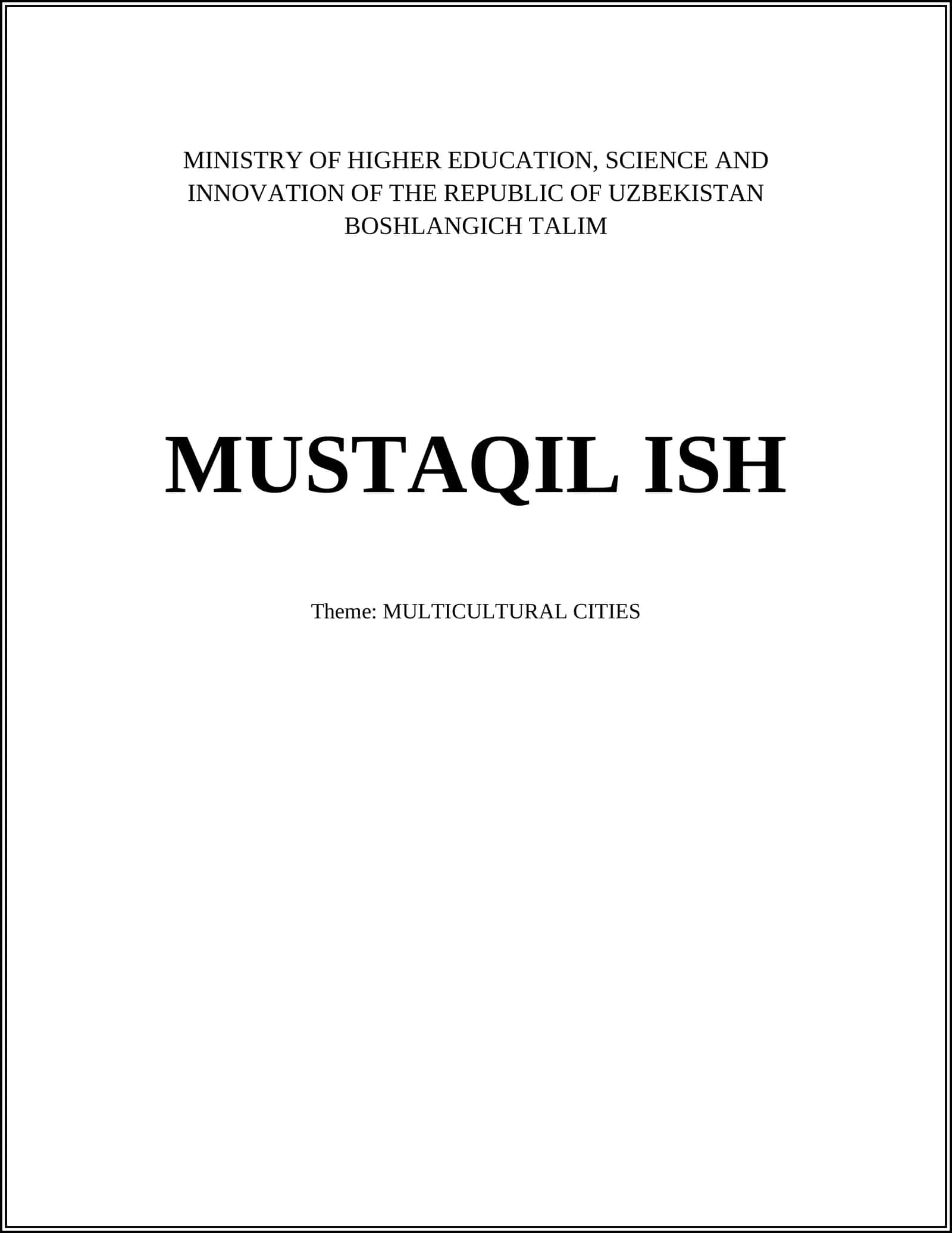 BOSHLANGICH TALIM MUSTAQIL ISH