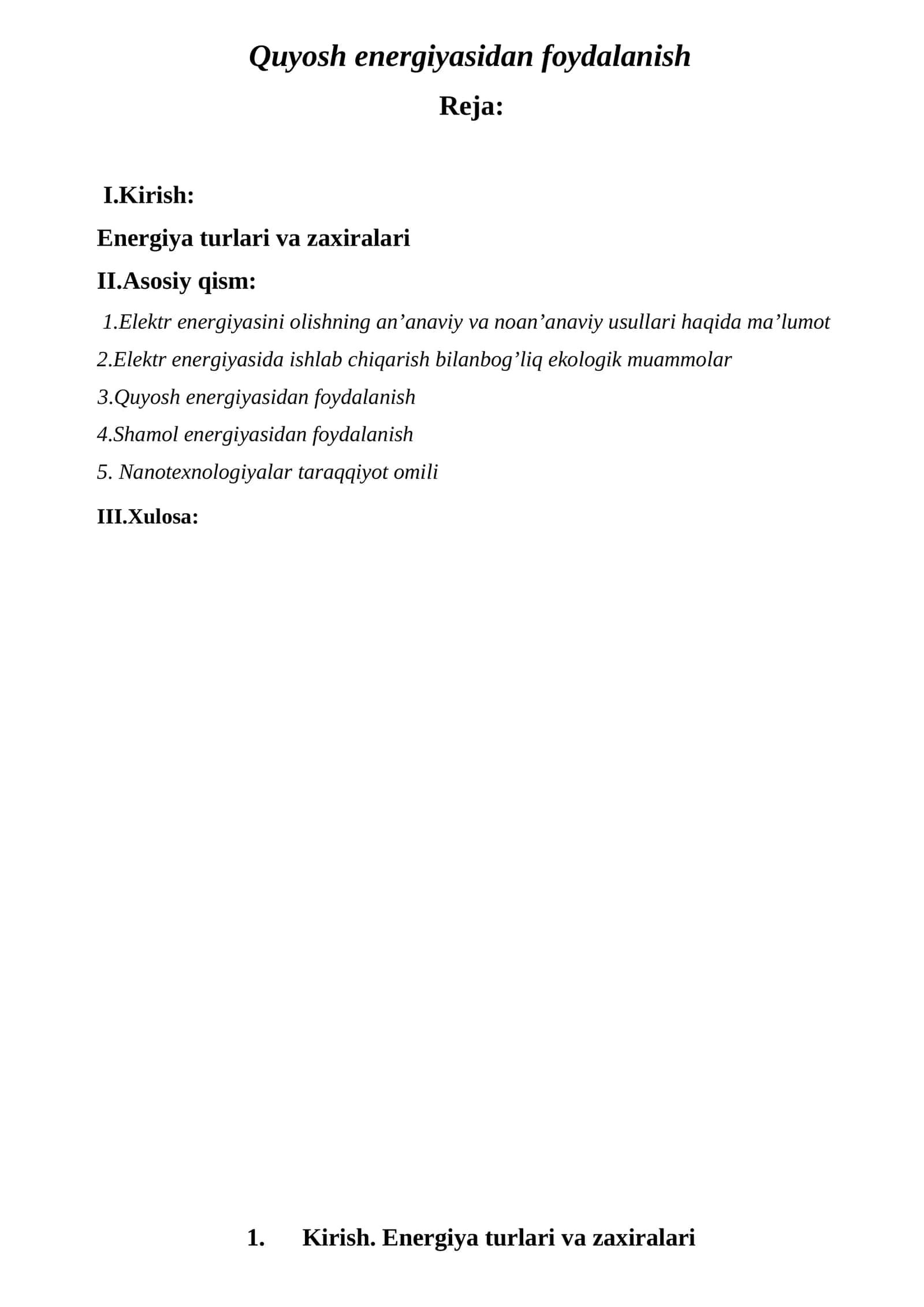 Quyosh energiyasidan foydalanish