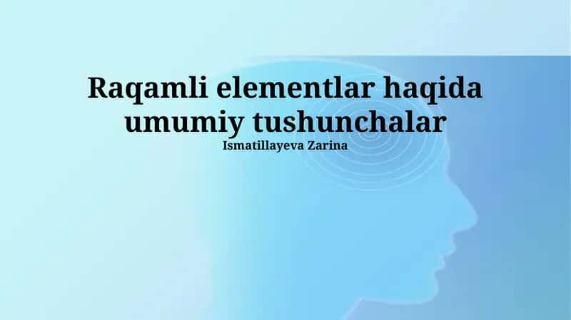 Raqamli elementlar haqida umumiy tushunchalar
