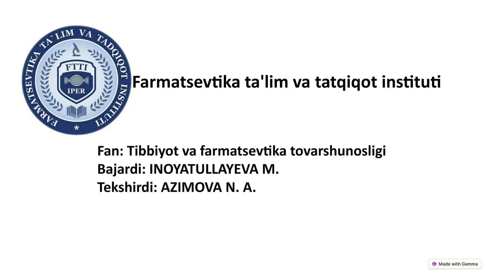 Farmatsevtik Tovarlarning Xavfsizligini Ta'minlash To'g'risida Gi Me'yoriy Hujjatlar
