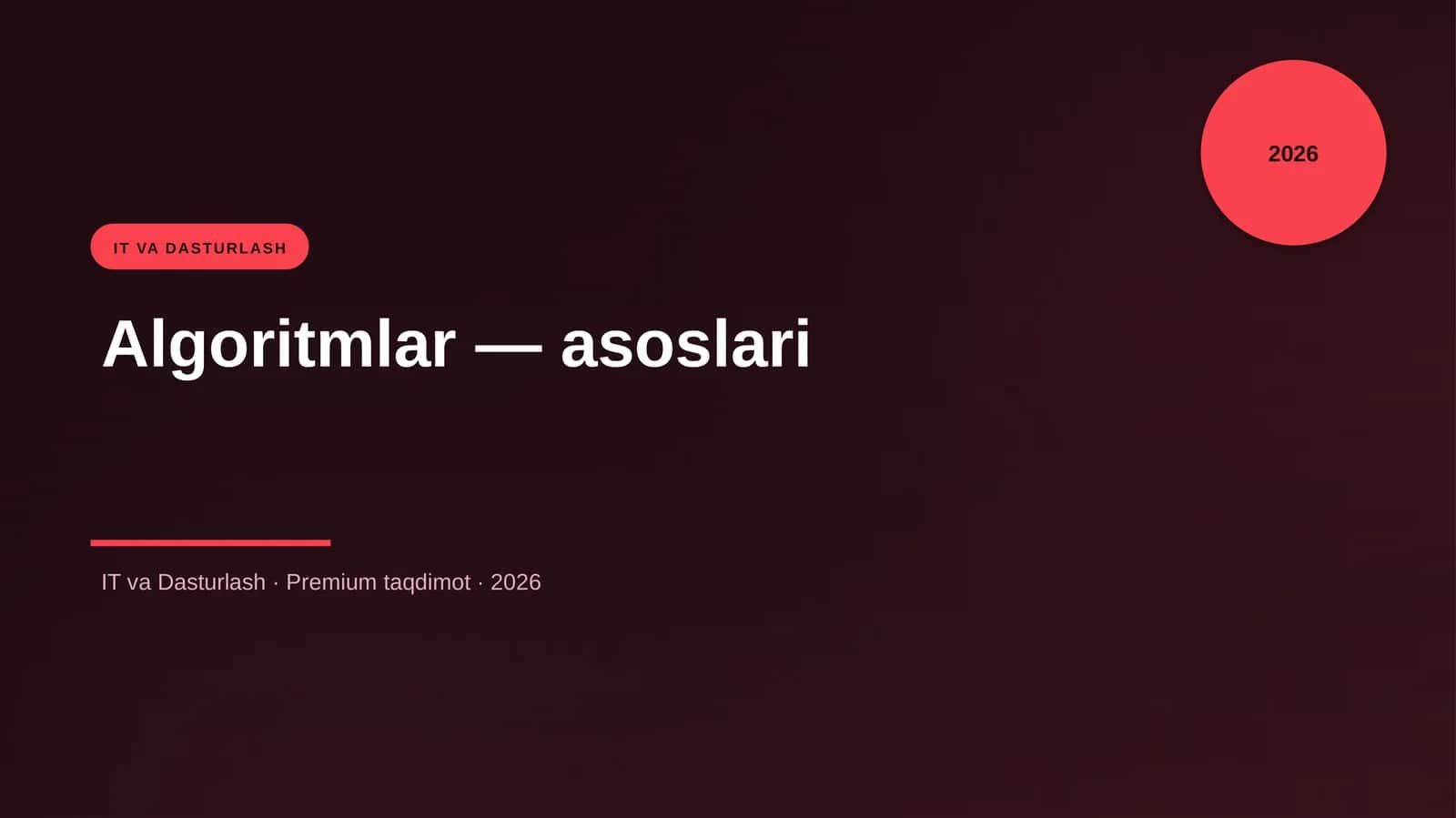 Algoritmlar — asoslari