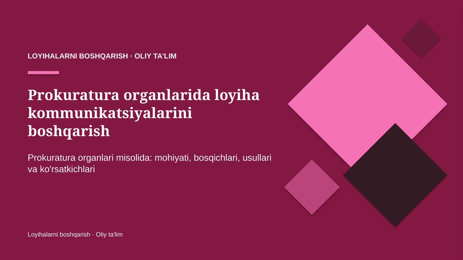 Prokuratura organlarida loyiha kommunikatsiyalarini boshqarish