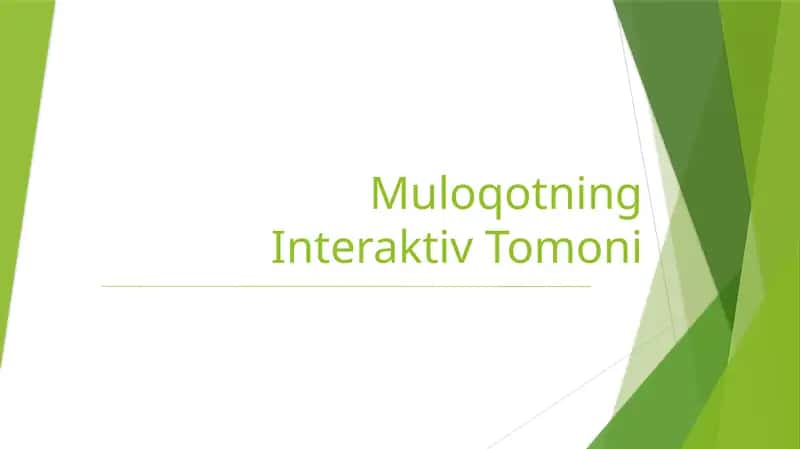 Muloqotning Interaktiv Tomoni