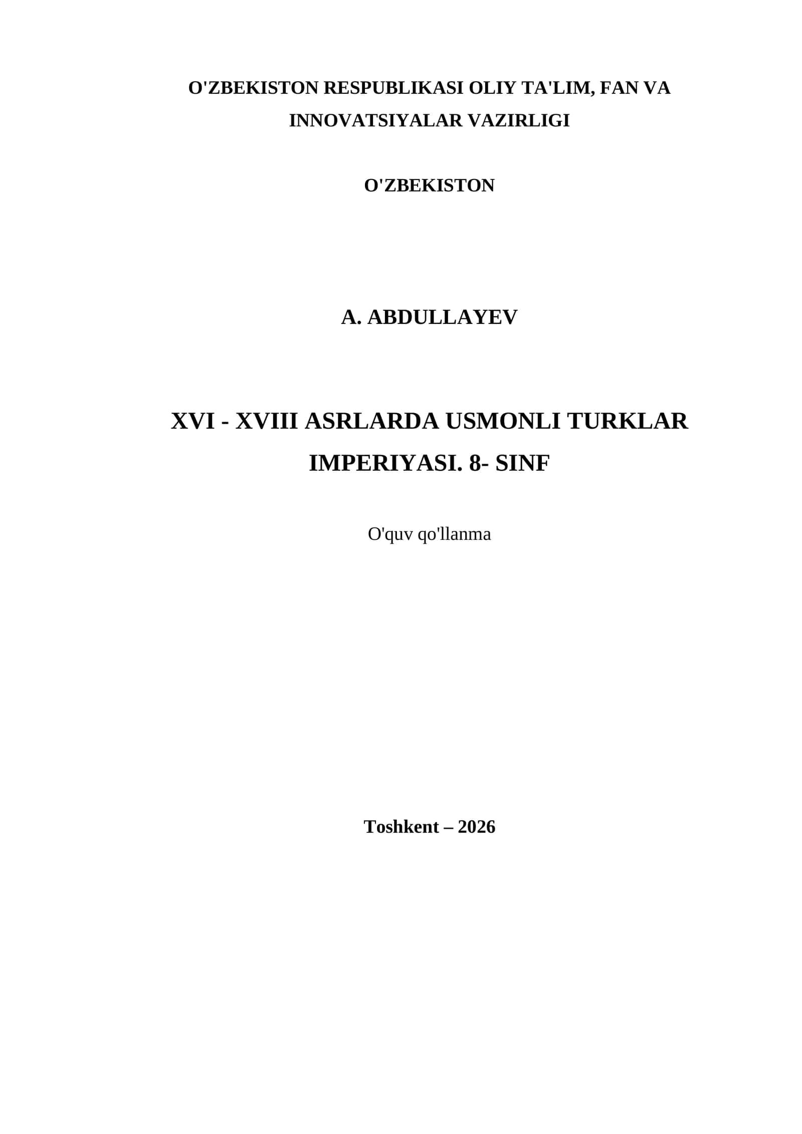 XVI - XVIII ASRLARDA USMONLI TURKLAR IMPERIYASI. 8- SINF