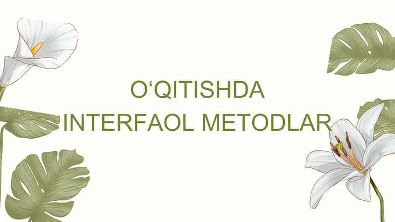 O‘QITISHDA INTERFAOL METODLAR