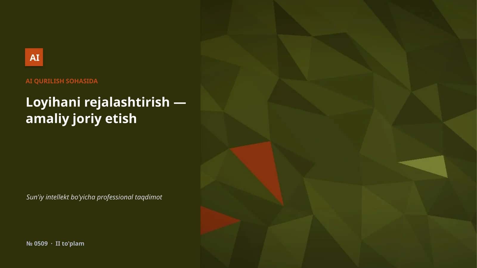 AI QURILISH SOHASIDA