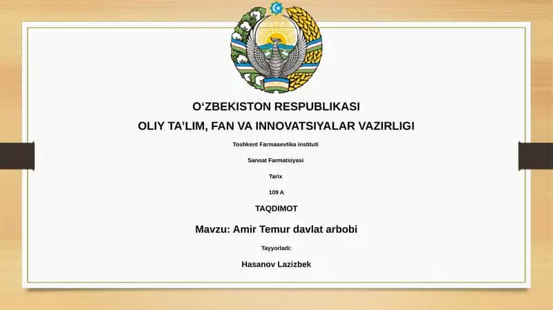 Amir Temur davlat arbobi