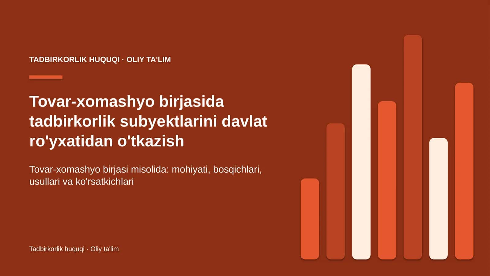 Tovar-xomashyo birjasida tadbirkorlik subyektlarini davlat ro'yxatidan o'tkazish
