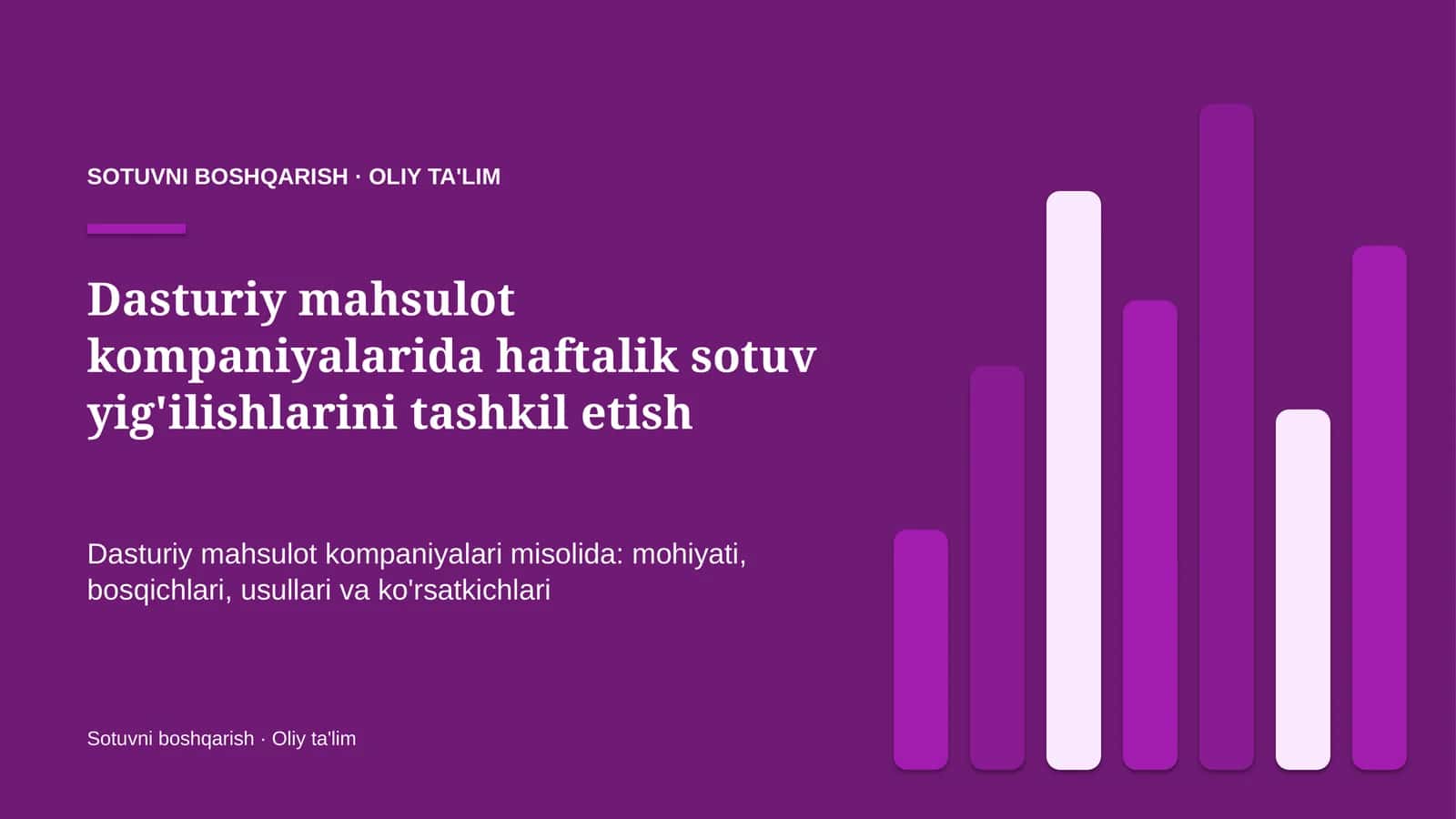 Dasturiy mahsulot kompaniyalarida haftalik sotuv yig'ilishlarini tashkil etish