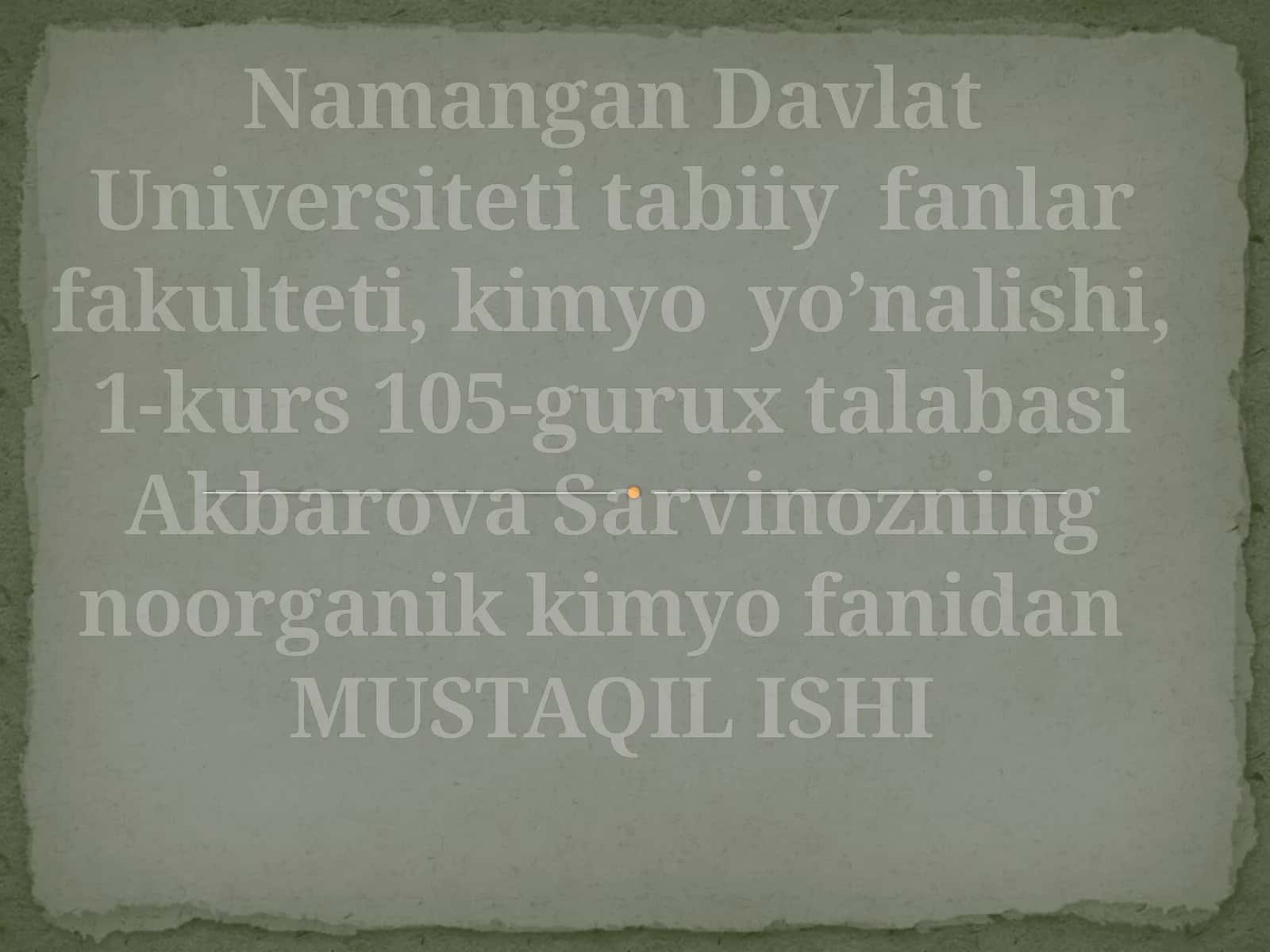 MUSTAQIL ISHI Yoqilg’ielementlari