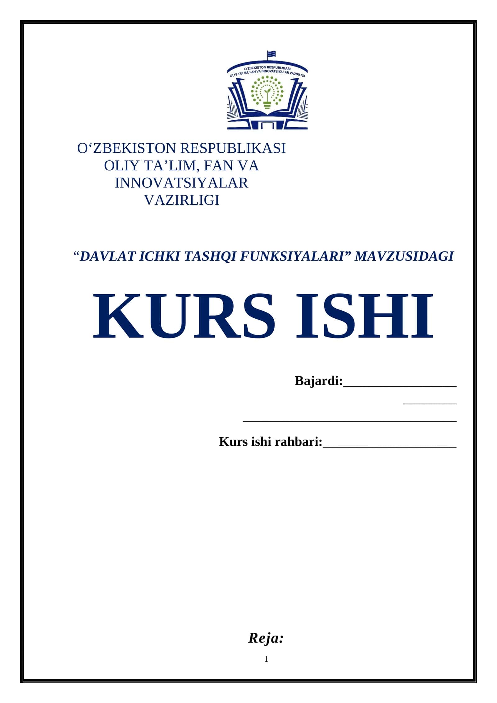 DAVLAT ICHKI TASHQI FUNKSIYALARI
