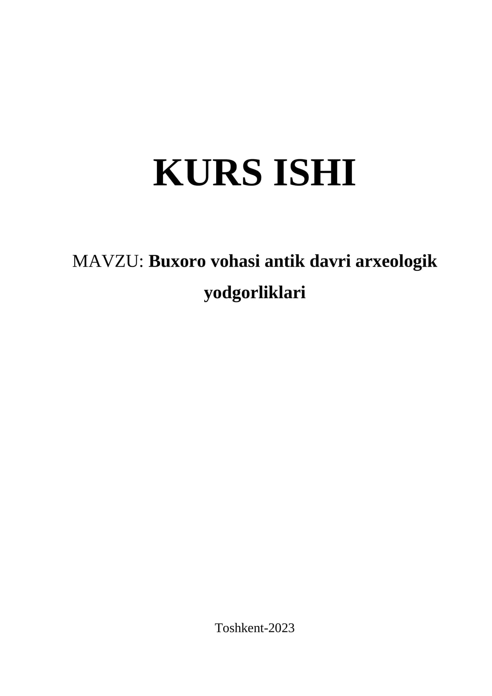 Buxoro vohasi antik davri arxeologik yodgorliklari