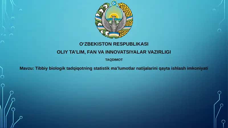 OʻZBEKISTON RESPUBLIKASI OLIY TA’LIM, FAN VA INNOVATSIYALAR VAZIRLIGI TAQDIMOT