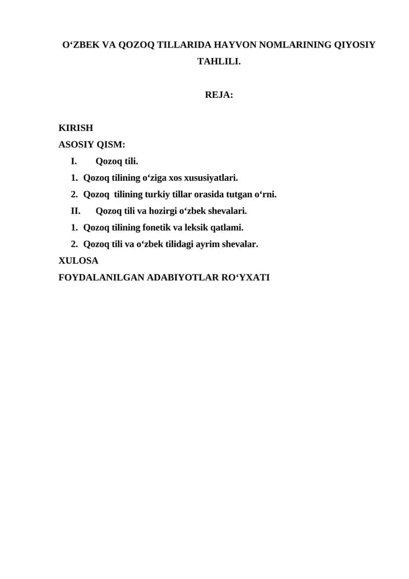 Kurs ishi mavzusining dolzarbligi va zarurati